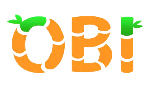 Logo of OBI Services featuring stylized orange letters with green leaf accents.